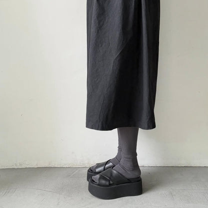 homspun シルケットコットンハイソックス　グレー