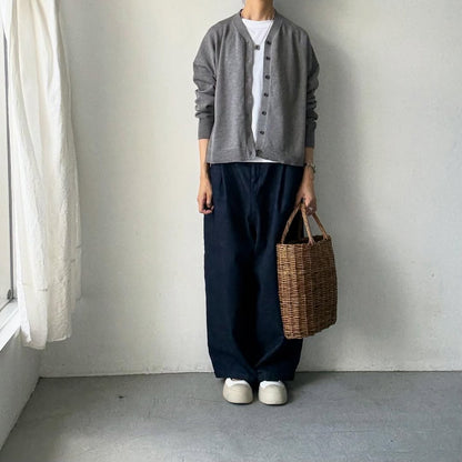 atelier naruse  コットンウールニットカーディガン　グレー