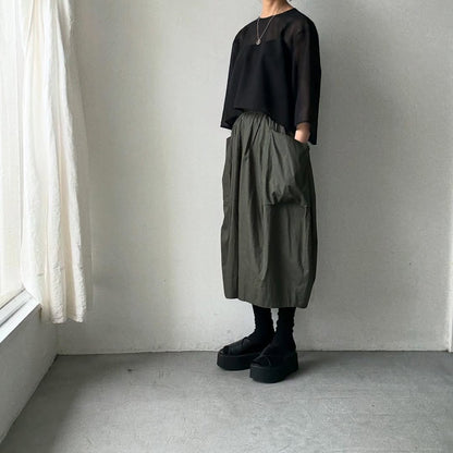 TENNE HANDCRAFTED MODERN 7分袖クルーネックオーガンジープルオーバー
