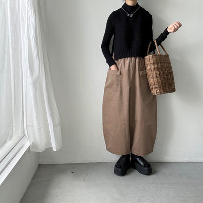 MAGALI コットンコーデュロイフラップポケットパンツ　ベージュ