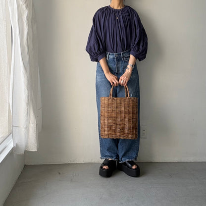 R&D.M.Co ガーメントダイカディギャザースモック　ダークブルー