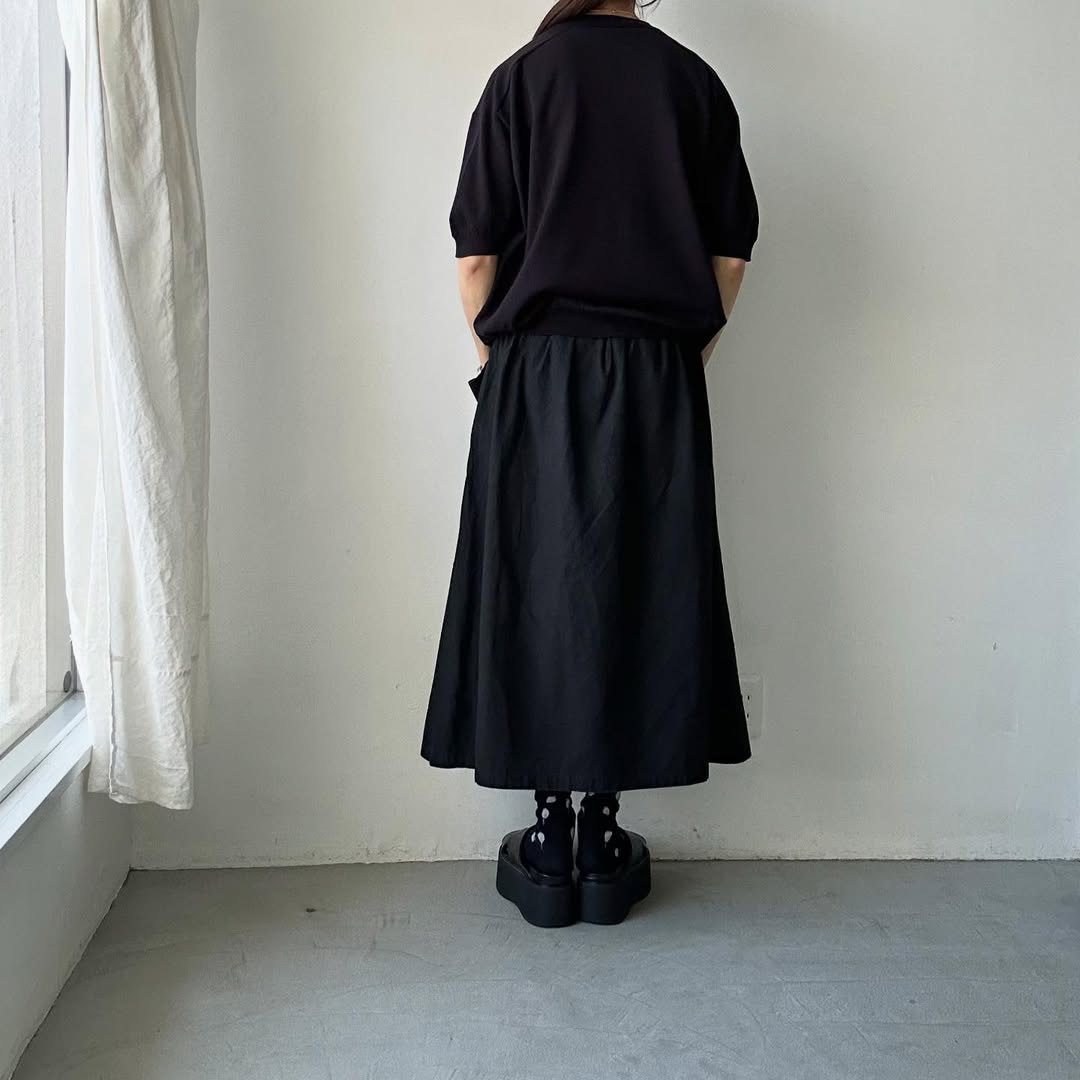 as it is.コットン半袖ニットプルオーバー　ブラック