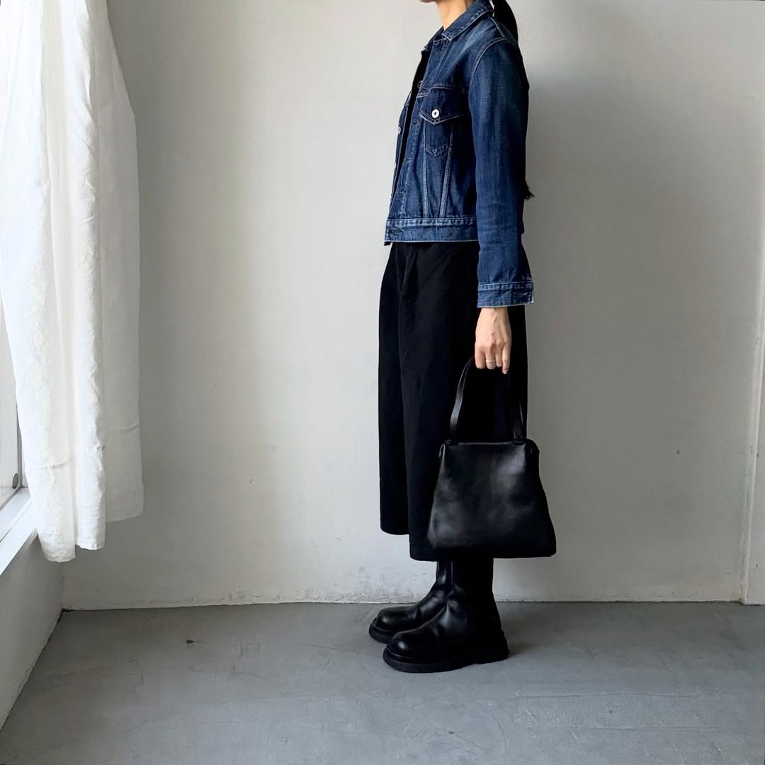 MAGALI ハイカウントコットンリネンコクーンパンツ　ブラック