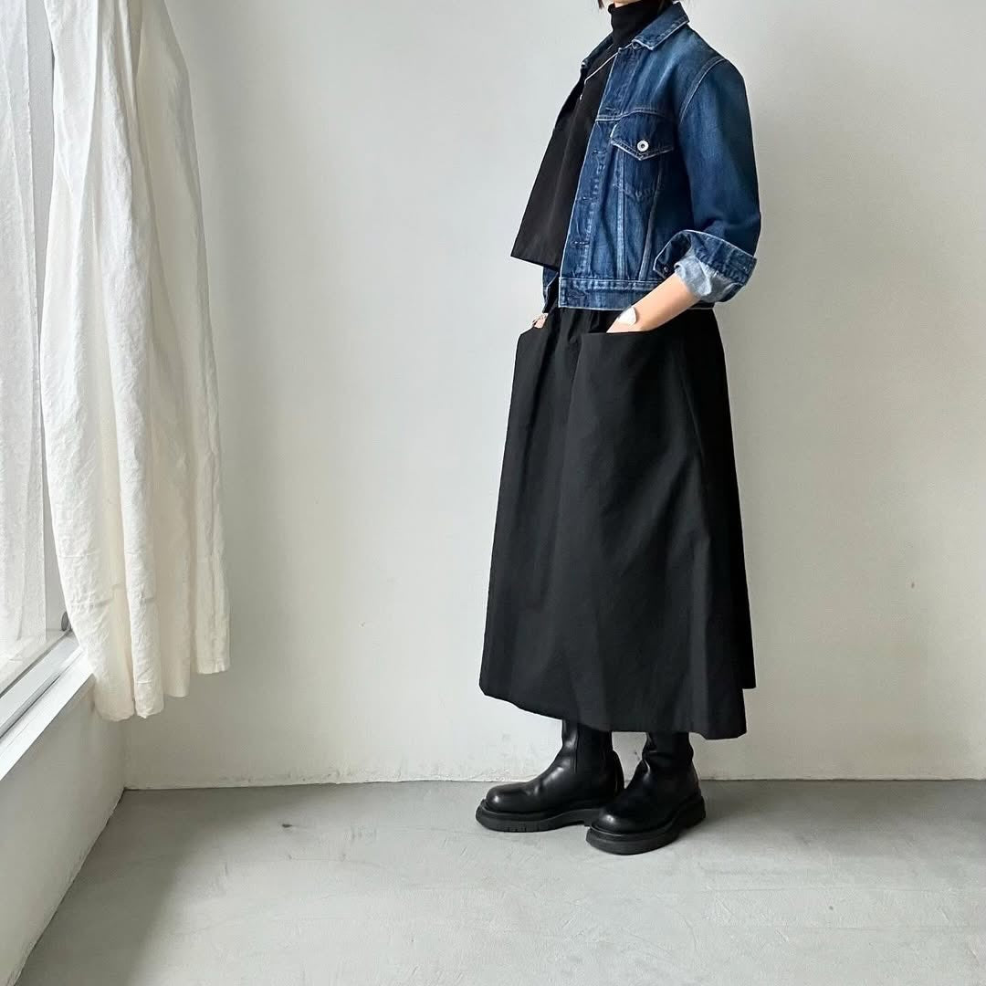 atelier naruse  ダウンプルーフコットンカットインポケットスカート　ブラック