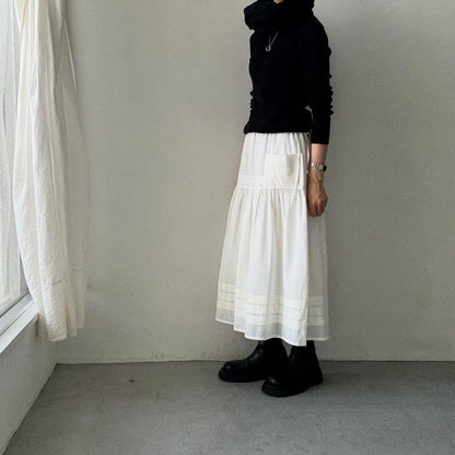 MAGALI コットンシルクピンタックスカート　ホワイト