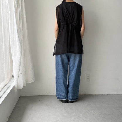 TENNE HANDCRAFTED MODERN オーガンジー2wayショートドレス　ブラック