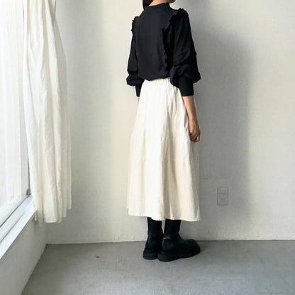 MAGALI コットン天竺ショルダーフリルカットソー