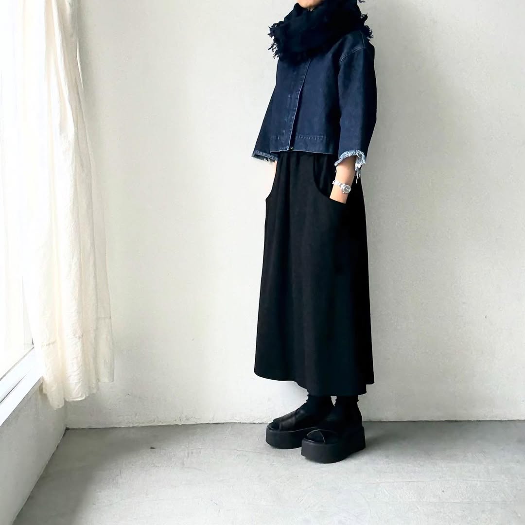 homspun ラムフリンジストール　ネイビー