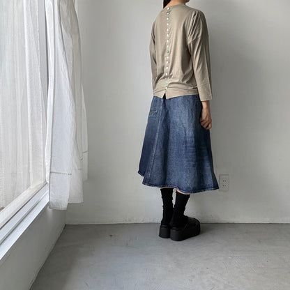 R&D.M.Co  ドロップキャンディボタンロングスリーブTシャツ　カーキ
