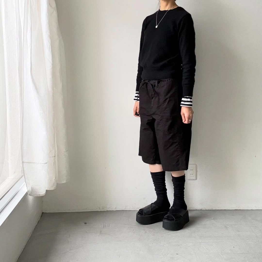 homspun  リップストップハーフパンツ　ブラック