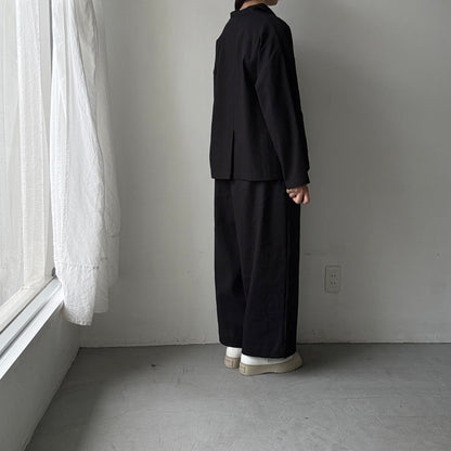 dui jujudhau  リネンコットンキャンバスワイドパンツ　ブラック