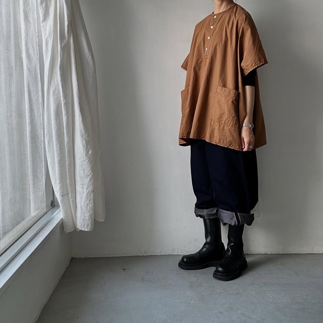 homspun コットンミニチェックビッグブラウス