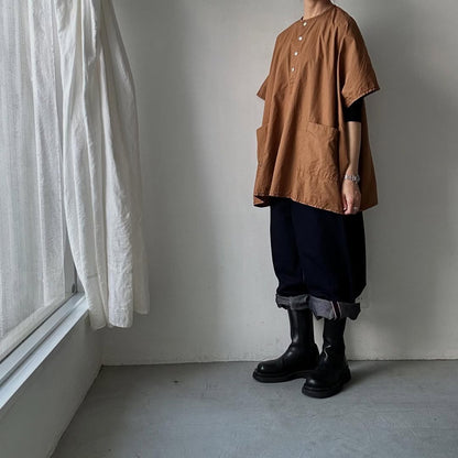 homspun コットンミニチェックビッグブラウス