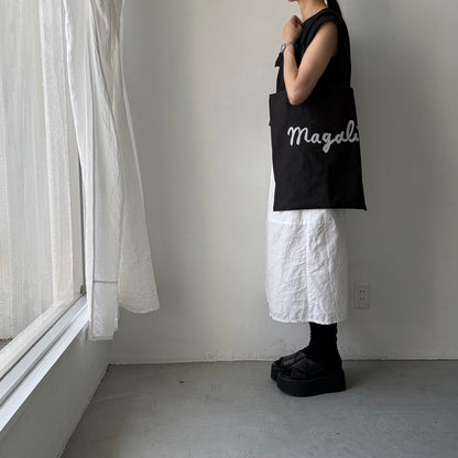 MAGALI   キャンバスコットンリネントートバッグ　ブラック