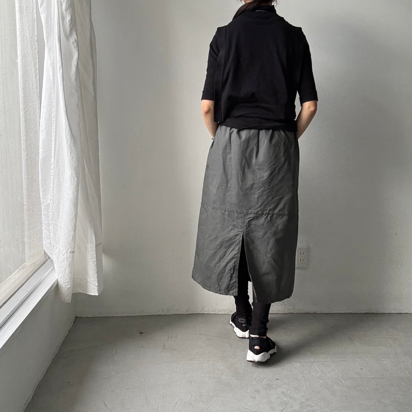 homspun コットンラミーマット2重スカート　グリーン