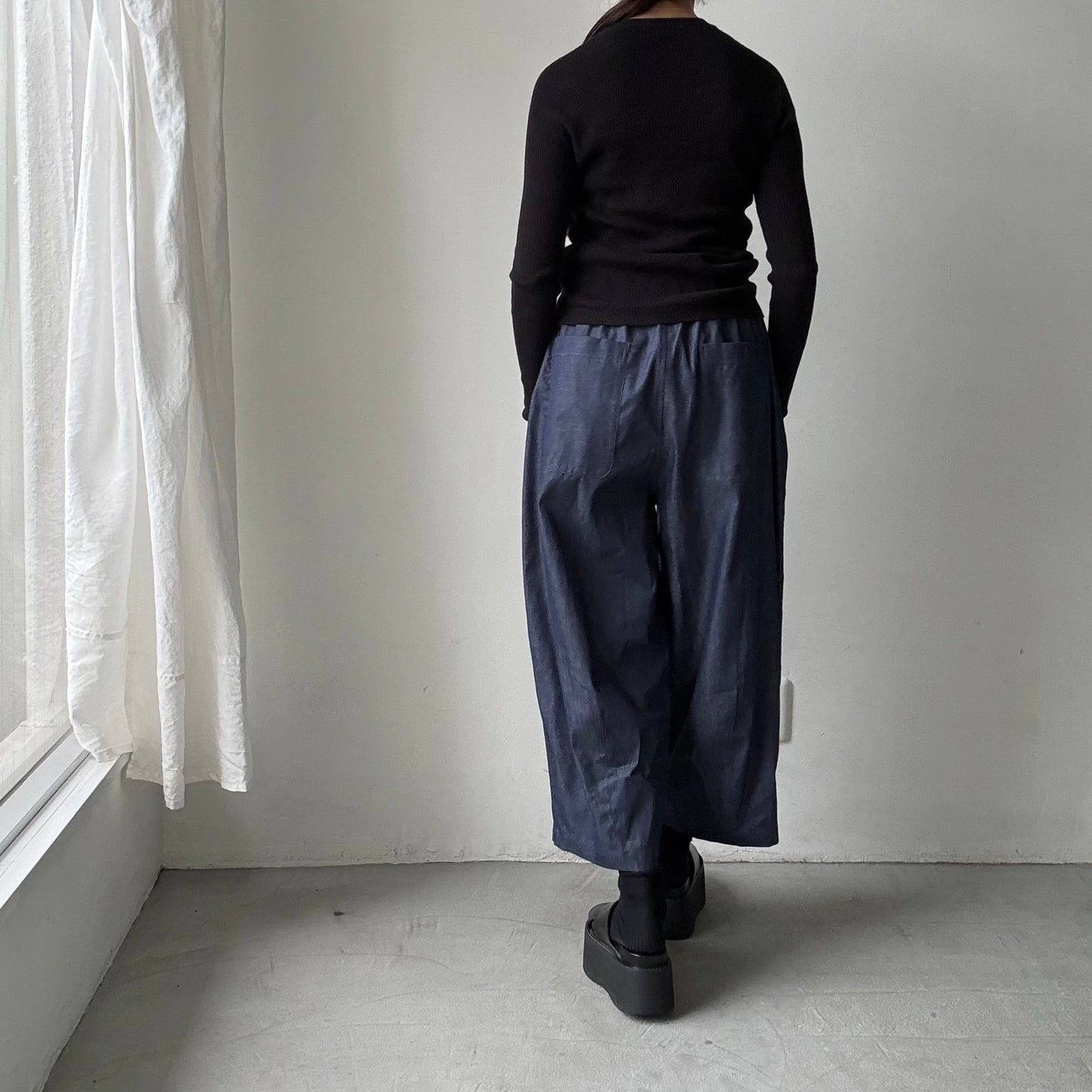 Linenya  デニムタックワイドパンツ
