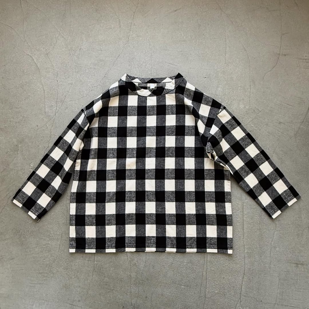 homspun ブロックチェックルームウェアセット　オフホワイト×ブラック