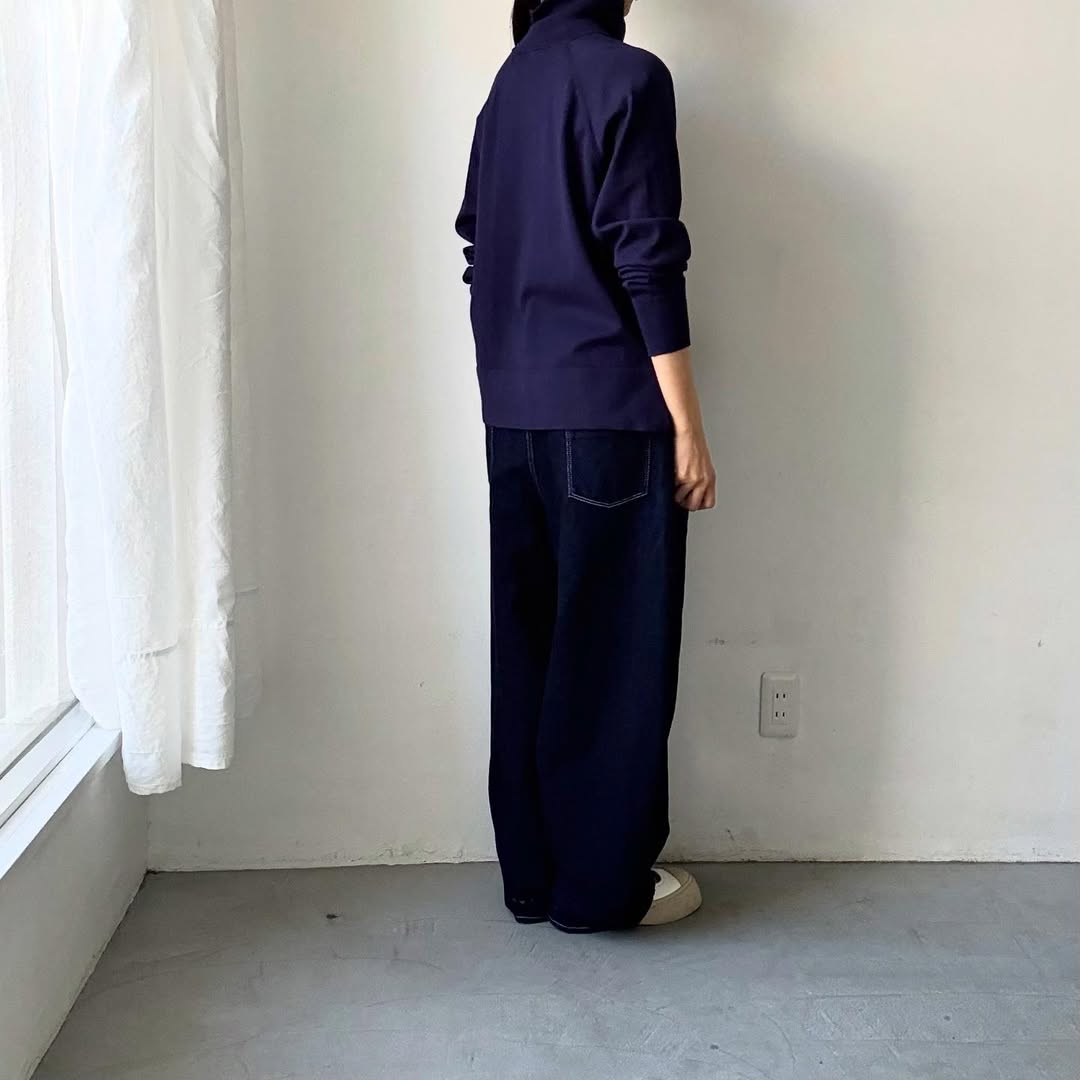 homspun ソフトコットンジップアップカーディガン　ネイビー