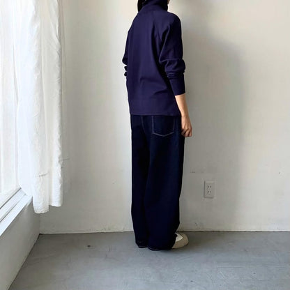 homspun ソフトコットンジップアップカーディガン　ネイビー