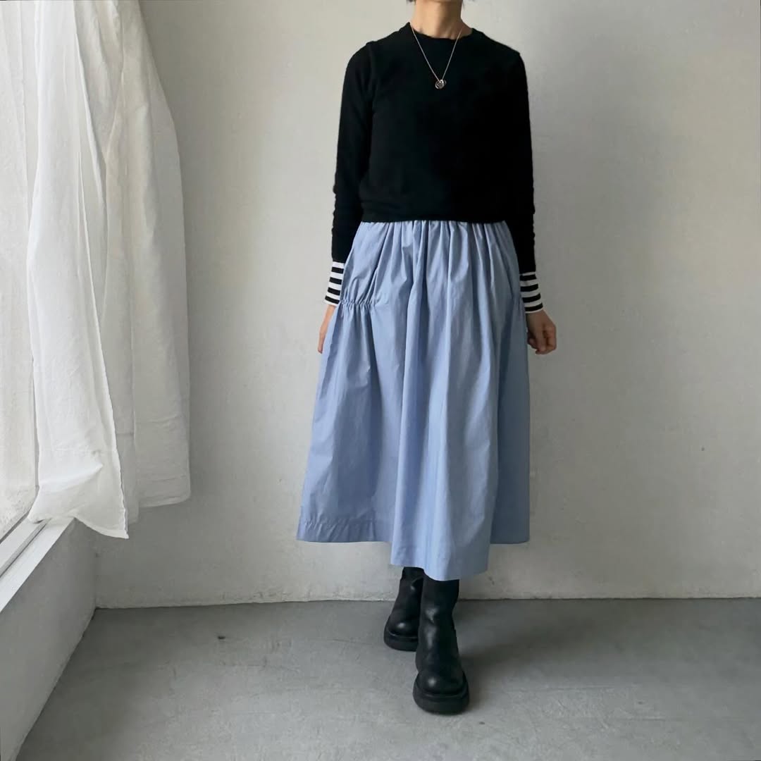 🟡週末入荷分予約受付中🟡cion  コットンシャーリングギャザースカート　サックスブルー