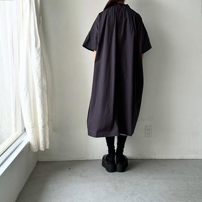 atelier d'antan Krallコットン半袖ドレス　ダークグレー