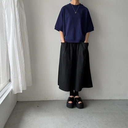 atelier d'antan  Bordet コットンジャージー５分袖プルオーバー　ダークブルー