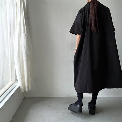atelier d'antan Krallコットン半袖ドレス　ブラック