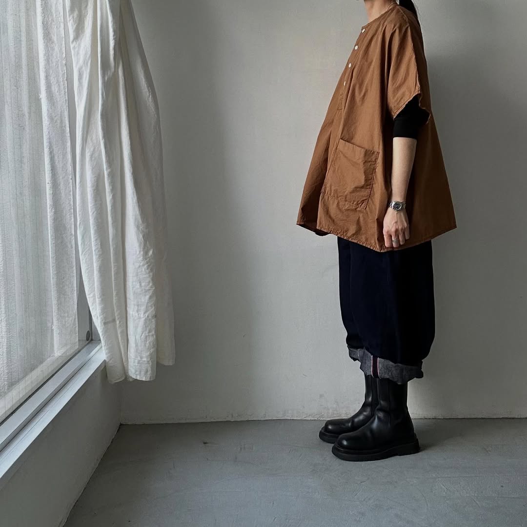 homspun コットンミニチェックビッグブラウス