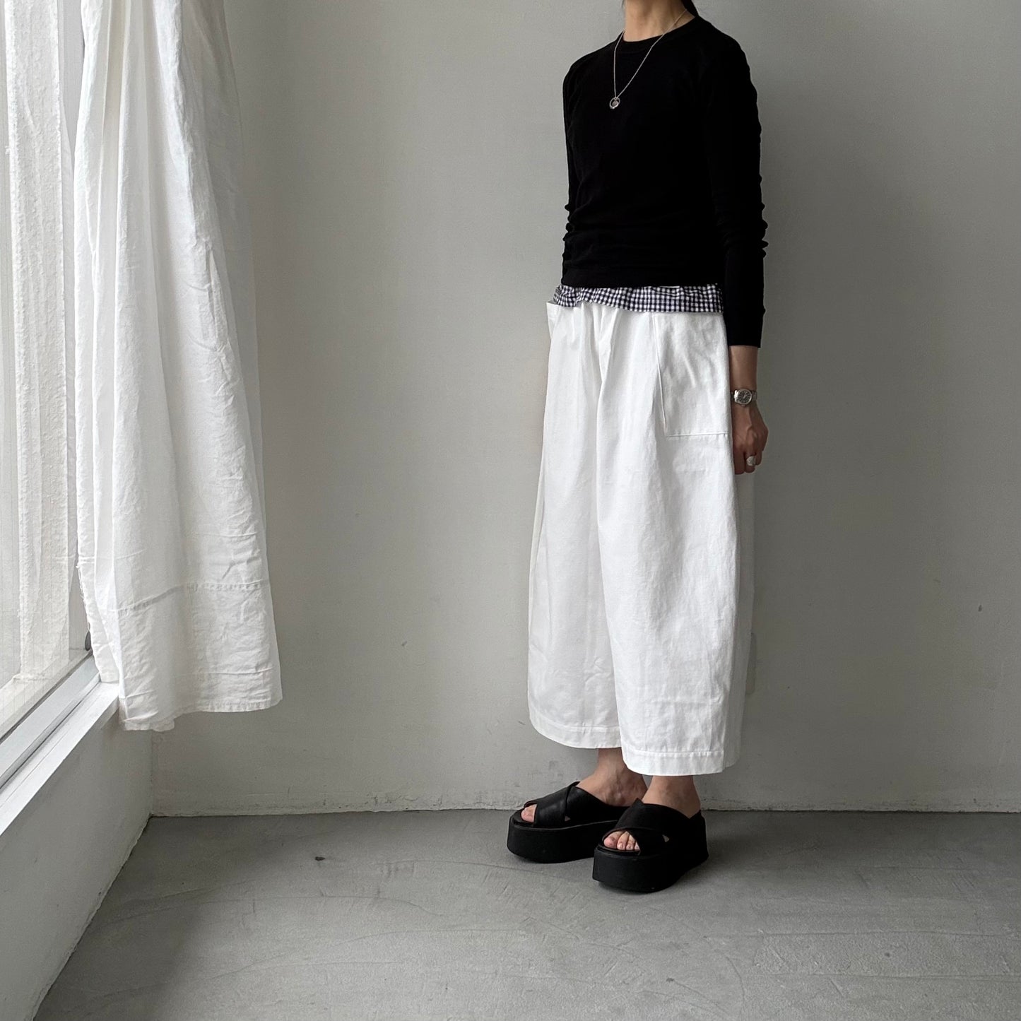 atelier d'antan Perriereコットンワイドパンツ　ホワイトsize 1