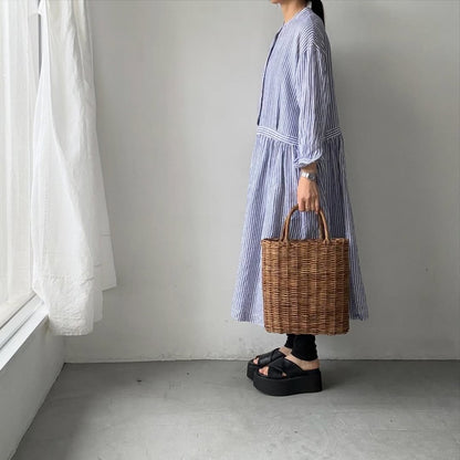 atelier naruse  リネンシャツワンピース　ストライプ