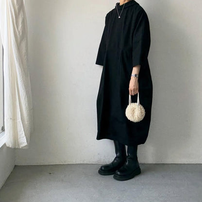 ayanoguchiaya　ダブルフロントコートワンピース　ブラック
