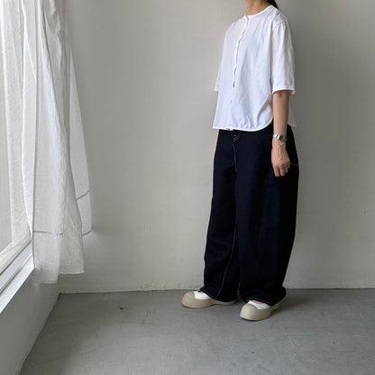 homspun 天竺5分袖カーディガン　ホワイト