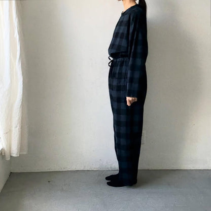 homspun ブロックチェックルームウェアセット　ネイビー×ブラック