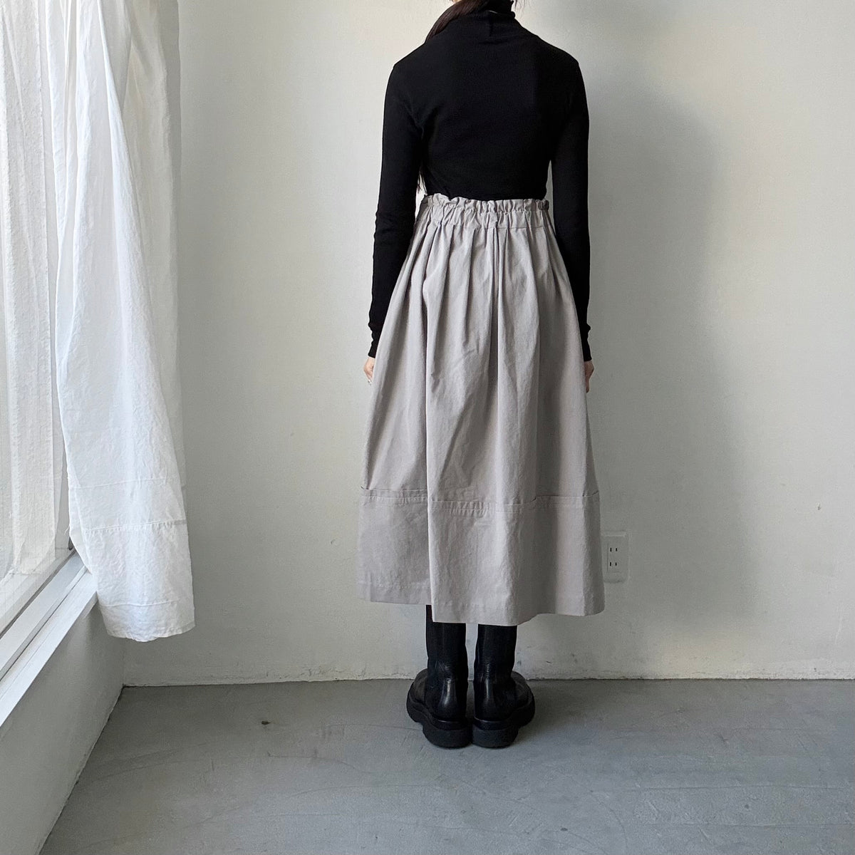MAGALI オールドコットンラップ風スカート　グレー