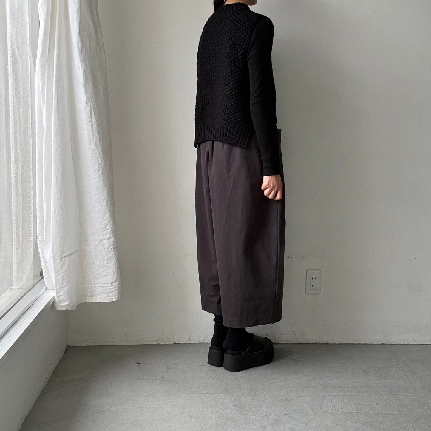 atelier d'antan Perriereコットンワイドパンツ　ダークグレーsize 1