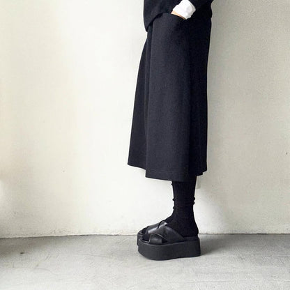 homspun コットンウールかのこ編みハイソックス　ブラック