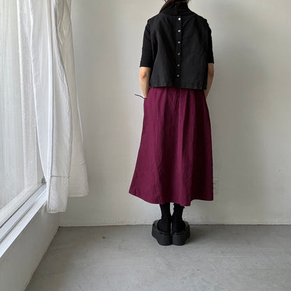 R&D.M.Co 　シュリンクコットンガーメントダイポケットスカート　プラム