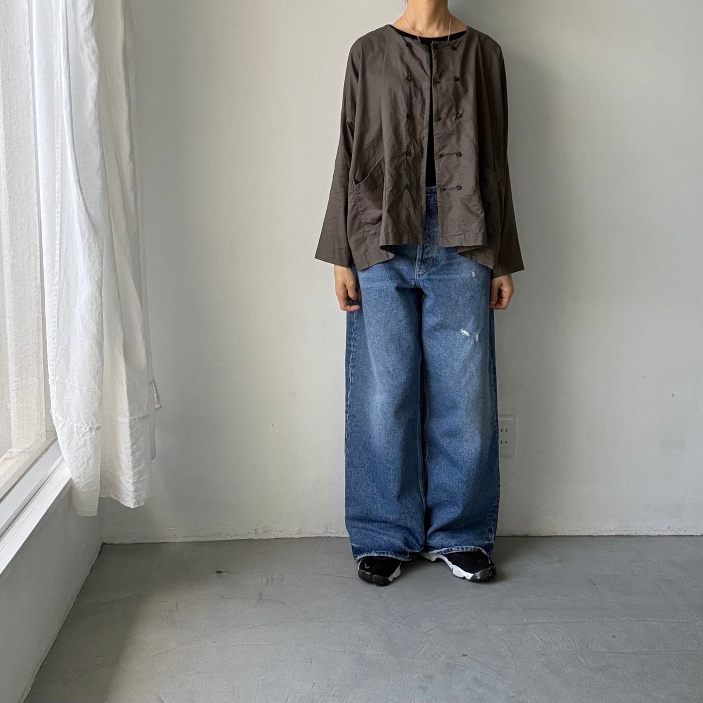 jujudhau コットンダブルボタンシャツ