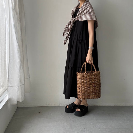 R&D.M.Co  ギンガムチェックスカーフ　ブラウン