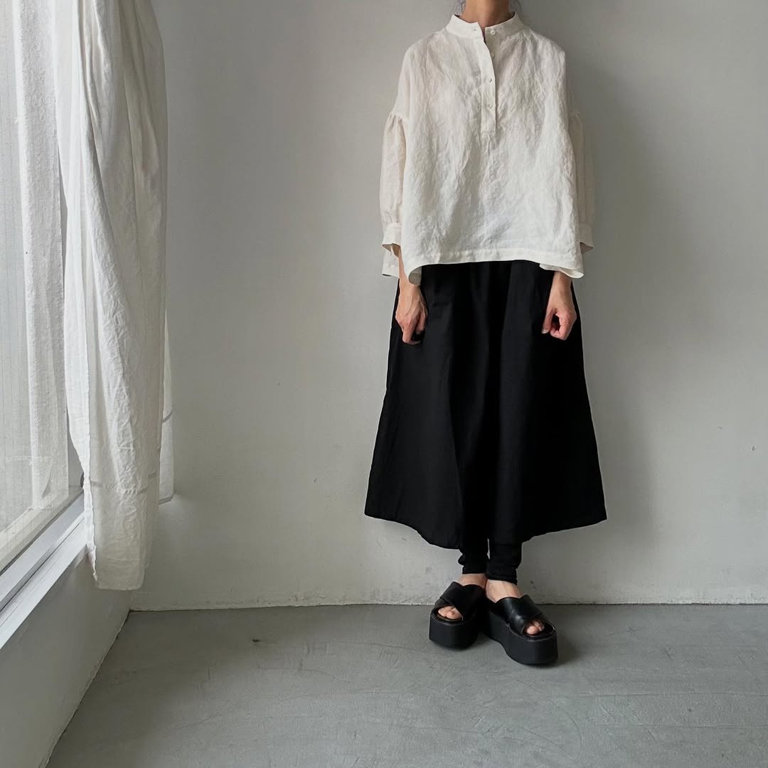 Linenya  リネンスタンドカラーブラウス　ホワイト