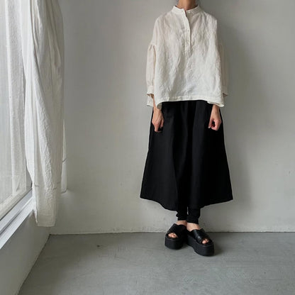 Linenya  リネンスタンドカラーブラウス　ホワイト