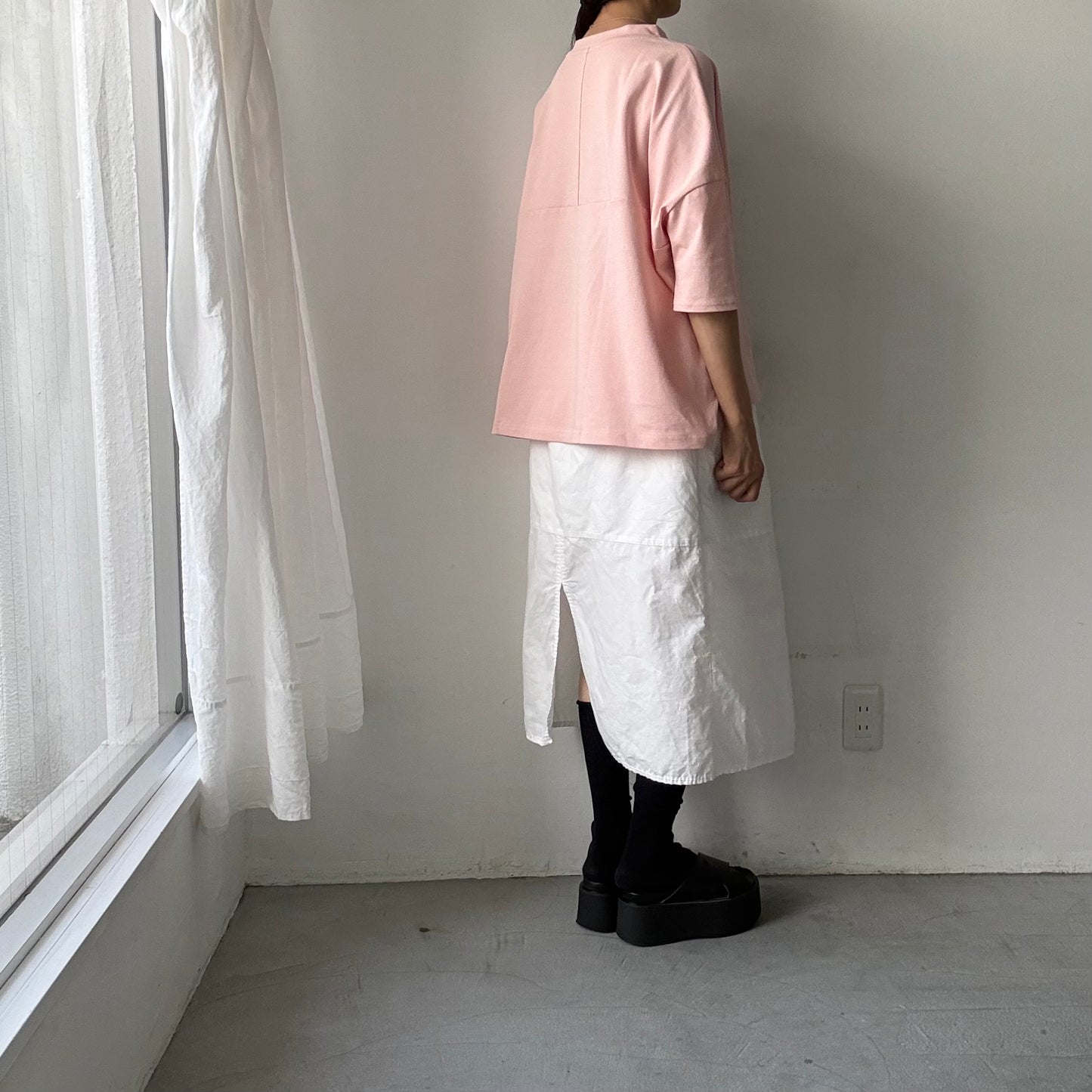 🟡水曜日入荷分予約受付中🟡 
Linenya  テラヴェ7分袖Tシャツ　ペールピンク