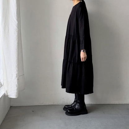 jujudhau デッドストックコットンティアードドレス　ブラック