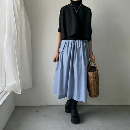 🟡週末入荷分予約受付中🟡cion  コットンシャーリングギャザースカート　サックスブルー