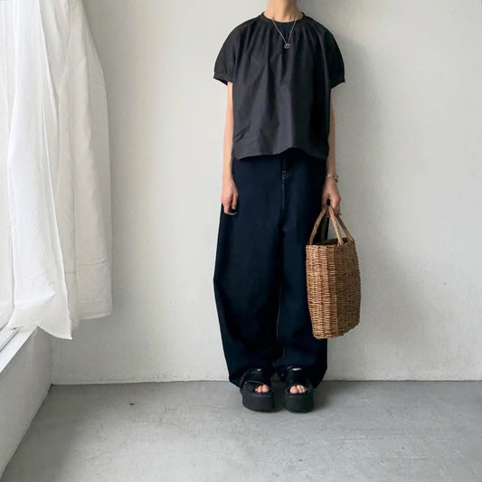 🟡週末入荷分予約受付中🟡cion  コットンシャーリングブラウス　　　ブラック