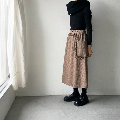 R&D.M.Co  コットンウールフリルデコレーションスカート　チェック