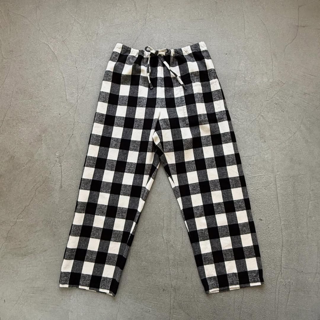 homspun ブロックチェックルームウェアセット　オフホワイト×ブラック