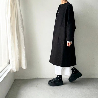 atelier d'antan Mauryノーカラーコットンコート