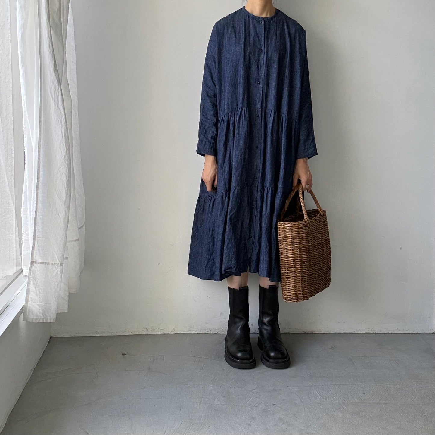 jujudhau デッドストックデニムティアードドレス