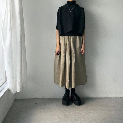 Linenya  リネンタックスカート　ベージュ